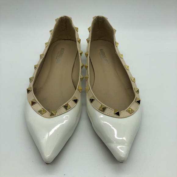 White Studded Ballerina Flats - Picture 3 of 6